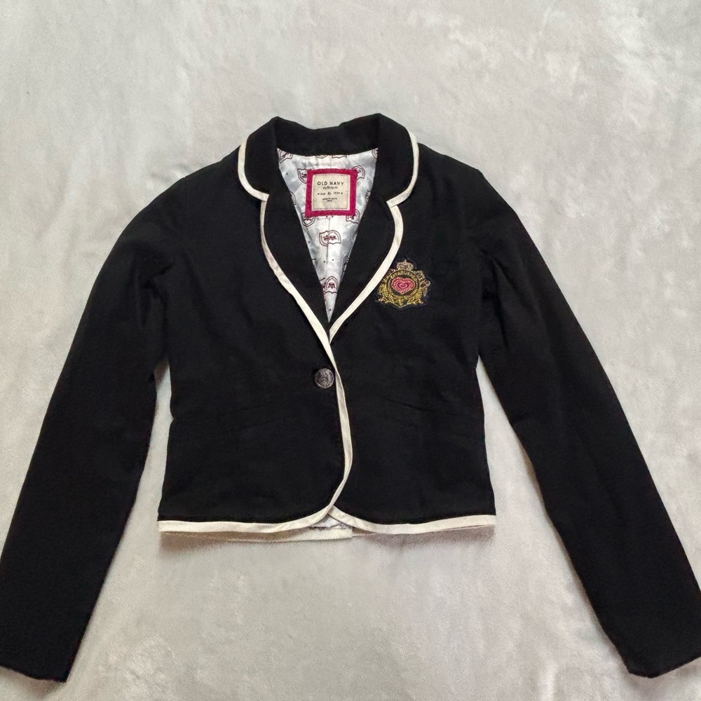 Old Navy Black Blazer with White Piping